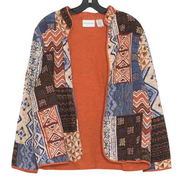 Alfred Dunner Jacket Patchwork Quilted Boho Western Open Earthy Lightweight 18 - Picture 1 of 6